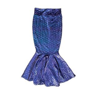 Metallic Mermaid Tail Maxi Skirt Holographic Fish Scale Purple Cosplay Costume M